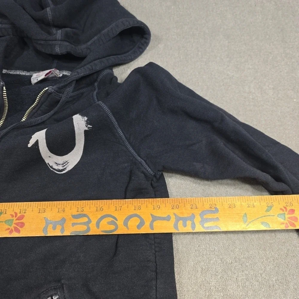 Vintage Tag True Religion Hoodie Sweatshirt‎ Mens Medium Black Zip Up Pockets